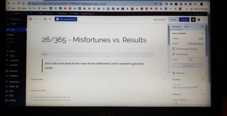 26/365 – Misfortunes vs. Results